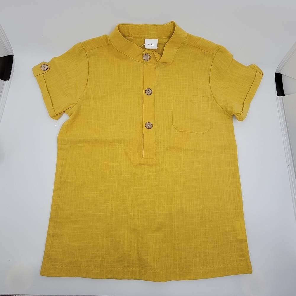 Boy 8-9 years old Mustard/Gold Cotton Shirt